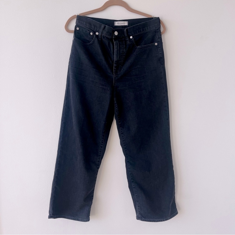 Madewell Black Slim Wide-Leg Crop Jeans